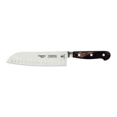 Imagem de Faca Santoku Tramontina Century Wood Aço Inox Cabo De Madeira Tratada Castanho 7pol Tramontina