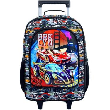 Imagem de Mala infantil para meninos, bagagem de corrida de ponte suspensa com rodas, bagagem de viagem para crianças pequenas do ensino fundamental, Nova bagagem de corrida vermelha com impressão UV Bridge,