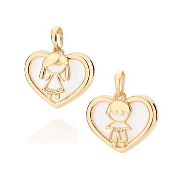 Imagem de Pingente  banhado ouro 3x 24k 18k e 22k feminino rommanel coraçâo meni