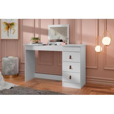 Imagem de Penteadeira escrivaninha isadora 3 gavetas espelho 100% mdf branco ace