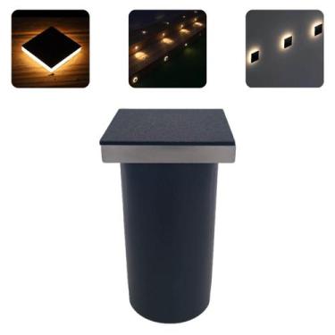 Imagem de 4 Luminárias Balizadores Spots Leds Quadrados Em PVC De 3W Luz Branco 