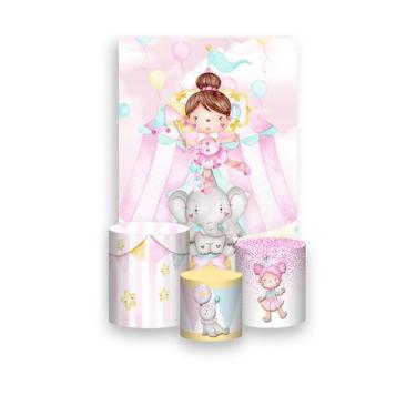 Imagem de Painel De Festa Vertical 1,50 x 2,20 + Trio De Capas Cilindro - Circo 