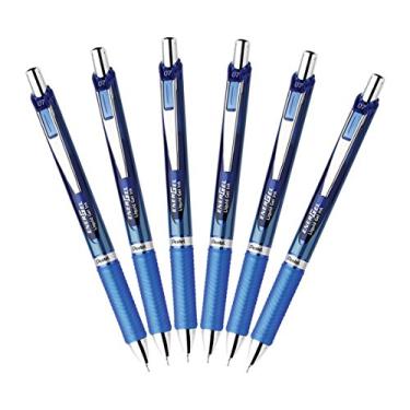 Imagem de Pentel Caneta de gel líquido retrátil EnerGel Deluxe RTX, linha média de 0,7 mm, ponta de agulha, azul, pacote com 6