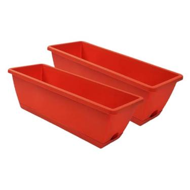 Imagem de Nishiyuenyi 2x Plantador de Caixa de Janela, Plantadores de Vegetais, Vasos Retangulares, Recipiente de Cultivo de Vegetais para Casa de Fazenda, Cozinha, Pátio, Vermelho