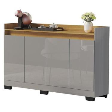 Imagem de Aparador Buffet Sala Lorde 4 Portas - Loja DoceLar, Onix/Mel