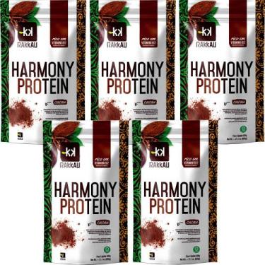 Imagem de Kit 5 Harmony Protein Cacau Rakkau 600g - Vegano - Proteína