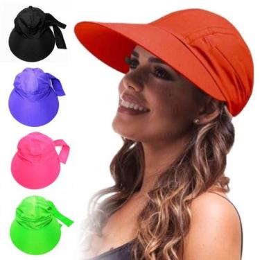Imagem de Chapéu Viseira Boné Feminino Verão Praia Piscina Caminhada Sol com laç