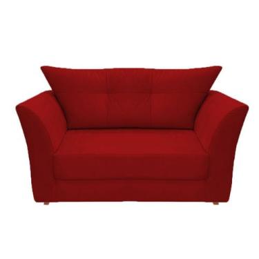 Imagem de Namoradeira Decorativa Isis Suede Vermelho Pés Madeira Ms Decor - Mans