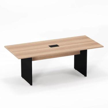 Imagem de Mesa Reunião Power Box Pé Painel P25 Pandin 2,0 M Noce Naturale e Pret