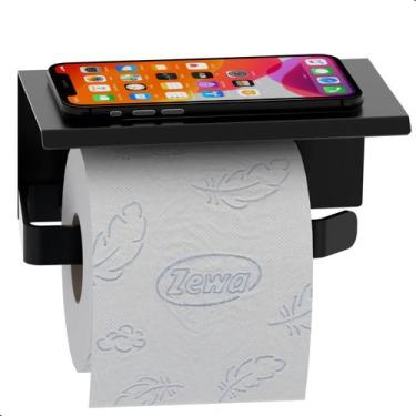 Imagem de Porta Papel Higiênico Inox De Parede Banheiro Preto MAX - CONTEL STORE
