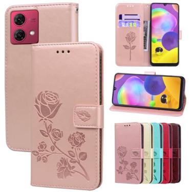 Imagem de Dinglijia Capa carteira para Motorola G84 5G, capa clássica de couro PU, com alça de pulso e compartimentos para cartões de dinheiro, coldre para celular para Moto G84 5G, rosa