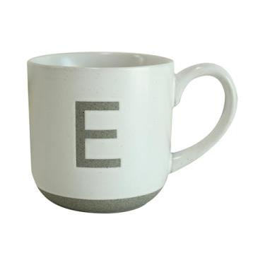Imagem de COLLECTIVE HOME - Caneca de cerâmica, design de letra maiúscula, textura de arenito fosco, minimalista e elegante, 425 g, perfeita para presentes personalizados (E)
