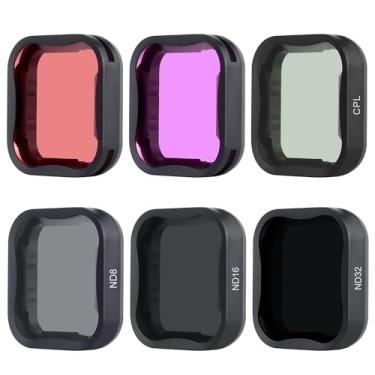 Imagem de YALLSAME Filtro ND para GoPro Hero 7 6 5 com ND8/16/32 CPL cor magenta vermelho, ideal para fotografia de dia padrão de mergulho subaquático, conjunto de acessórios de filtro de mergulho para GoPro 7