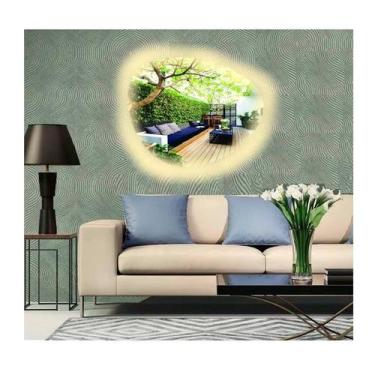 Imagem de Espelho orgânico decorativo iluminado com led quente 60x50cm - Woodgla