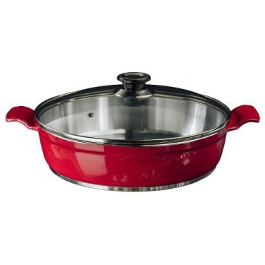 Imagem de Frigideira grande 30cm com tampa de vidro aluminio fundido Javali, Ver