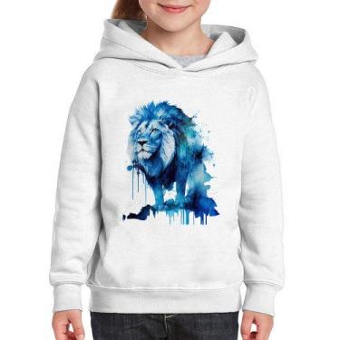 Imagem de Moletom Infantil Leão Azul - Foca na Moda, Branco, 10
