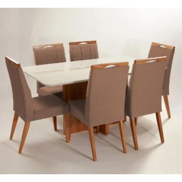 Imagem de Mesa de jantar + 6 cadeiras Roma tampo 180 cm Terracota - Gran Decore