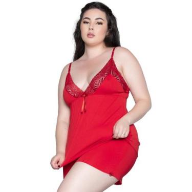 Imagem de Kit 3 Baby Doll Plus Size Vekyo Liganete e Renda Com Decote Sensual, G