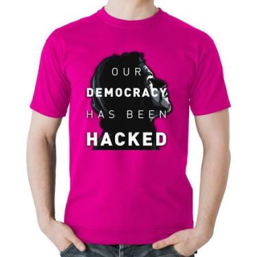 Imagem de Camiseta Algodão Our Democracy Has Been Hacked - Foca na Moda, Rosa, P