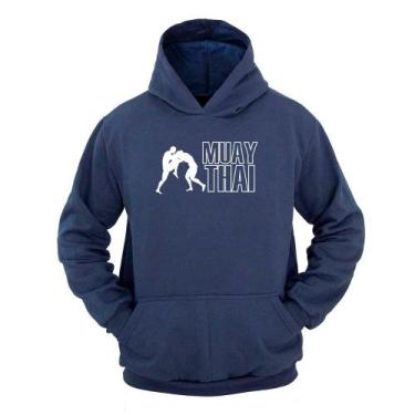 Imagem de Moletom Masculino Canguru Com Capuz Estampa Muay Thai - Ragor, M, Azul