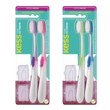 Imagem de 1 Pack Com 2 Escovas Dentais Kess Extreme Clear Macia 2092