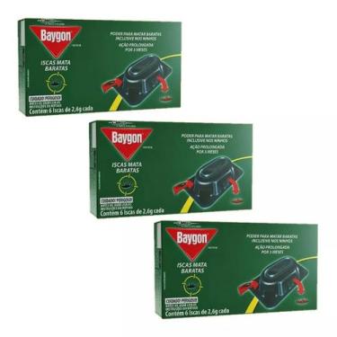 Imagem de Kit 3 Caixa Armadilhas Isca Elimina Baratas 2,6g Cada Baygon