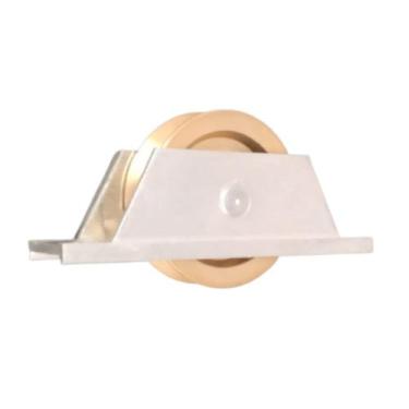 Imagem de Roldana portao 60mm latao em "v" 90 graus cavalete aluminio - ALUTEC