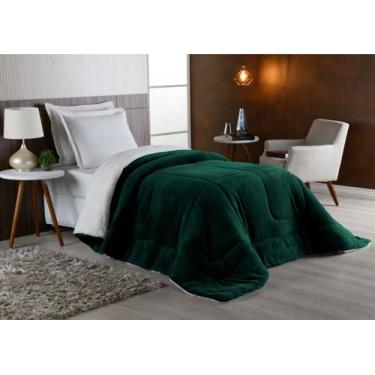 Imagem de Coberdrom Solteiro Dupla Face - Sherpa com Manta Coral Fleece Verde - 