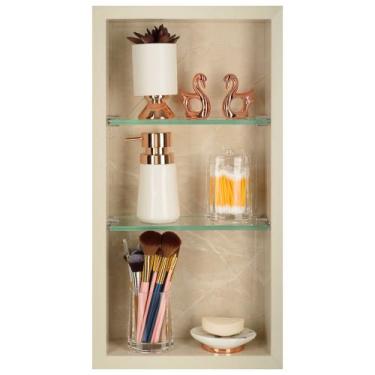 Imagem de Nicho Para Banheiro Em Porcelanato Polido Com Prateleira De Vidro  (Be