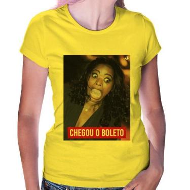 Imagem de Baby Look Chegou o boleto - Foca na Moda, Amarelo, G