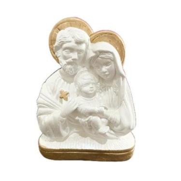 Imagem de Imagem Sagrada Família Gesso Branca Detalhe Dourado Atacado - Loja 30 
