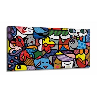 Imagem de Quadro Decorativo Romero Brito em Tecido Canvas 130x60 - Wall Frame