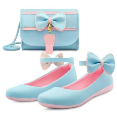 Imagem de Kit Sapatilha Infantil Menina Festa Gatatuya Com Bolsa Laço Feminina B