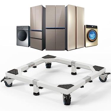 Imagem de Zsytbyyds Mini suporte ajustável para móveis de aço para uso pesado, mini suporte de geladeira para máquina de lavar e mobília para lavadora, geladeira e secadora (branca)