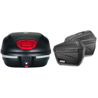 Imagem de Bau Traseiro Moto 33L Monolock Simply E-33N Capacete + Bau 22L Lateral E-22N Givi Himalayan Bmw Triumph Gs 1200 Cb500x