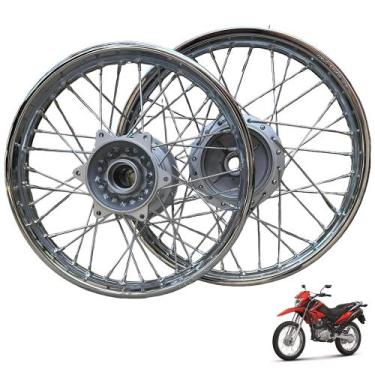 Imagem de Par Roda Montada Moto Nxr Bros 125-150-160 Traseira E Dianteira Freio 
