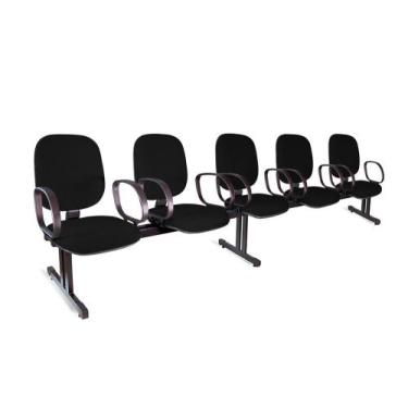 Imagem de Longarina Diretor Turim 5 Lugares c/br - Flex Cadeiras, Preto