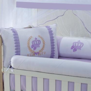 Imagem de Kit enxoval para berço condessa lilas coroa menina barato - MEDINA CON