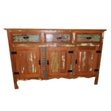 Imagem de Balcão Buffet Arcaz de Madeira Maciça de Demolição com 3 Portas e 3 Ga