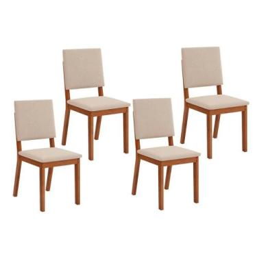Imagem de Kit 4 Cadeiras de Cozinha Talia 4 Un Freijo/Suede Creme - DJ Móveis