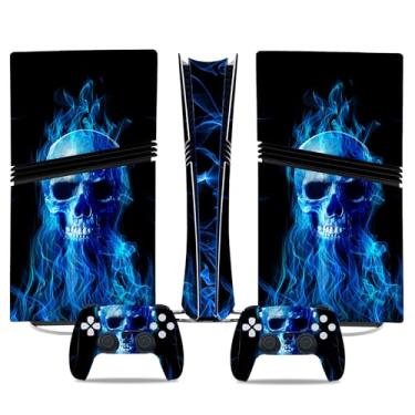 Imagem de Capa de console para PS5 Pro, Skin Wrap para edição digital, capa adesiva protetora para PS5 Pro Controller Decalque (azul)