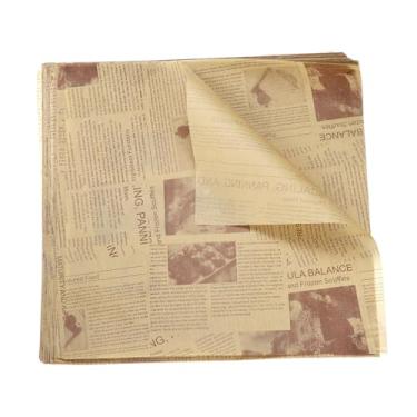 Imagem de HARFINGTON 200 peças, folhas quadradas, 30,5 x 28 cm, papel de embrulho de alimentos estilo jornal antigo, para sanduíche, forros, cesta de piquenique, pão, hambúrguer, cozinha, marrom