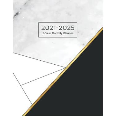 Imagem de 2021-2025 5-Year Monthly Planner: A big monthly planner for 60 Months, size 8.5x11", with a separate year tab, white marble classic style cover 1 ... & Anniversaries, Card tracker, Website Login)