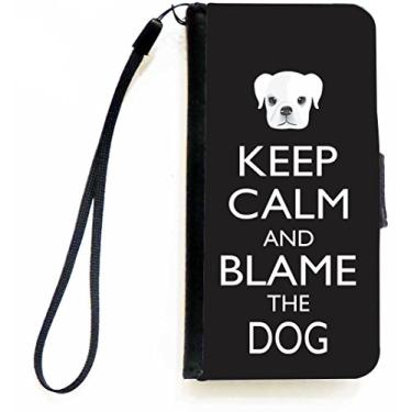 Imagem de Rikki Knight Keep Calm and Blame the Dog - Capa carteira flip de cor preta com aba magnética para Apple iPhone 5c