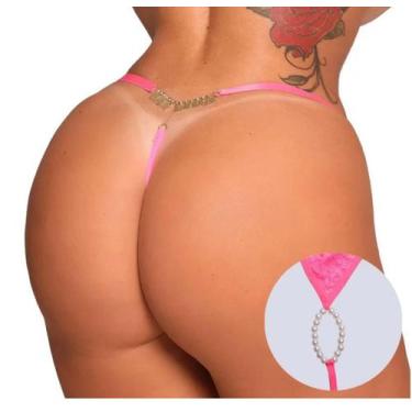 Imagem de Fio Dental Tailandesa Rosa Strass Frases Tallyta, Bandida