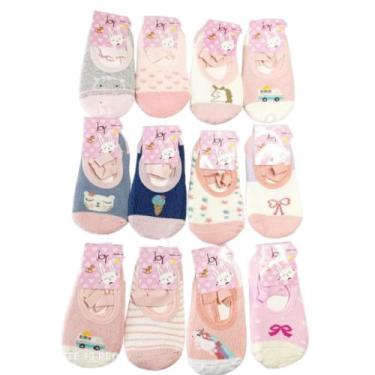 Imagem de Kit 4 Pares Meias Infantil Sapatilha Antiderrapante Menina Menino - Mu