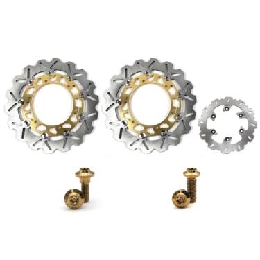 Imagem de Discos de freio dianteiros e traseiros flutuantes com parafusos de montagem para Yamaha TDM 900 2002-2014, YZF600R THUNDERACE 1996-2000, YZF R1 1998-2001, peças de acessórios de motocicleta