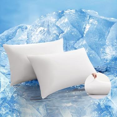 Imagem de TELUS Fronhas refrescantes tamanho padrão pacote com 2, fronha macia e sedosa respirável com envelope fechado, capa de almofada para dormir quente e suores noturnos, 50 x 76 cm, branca