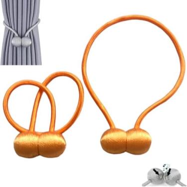 Imagem de Kit 2 Prendedores De Cortina Magnético Presilhas Abraçadeira NilosDecor (Laranja)