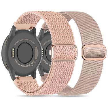 Imagem de Laband Pacote com 2 pulseiras de relógio de nylon trançado de 22 mm compatível com Garmin Vivoactive 4/Venu 2/Venu 3 de 45 mm/Forerunner 570 47 mm/265/255 Music, pulseira de substituição elástica